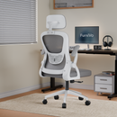 FurniVo Spark Ergonomic High Back Office Chair with 3D Adjustable Armrest, Adjustable Headrest, Lumbar Support, Revolving Mesh Chair - Home & Office