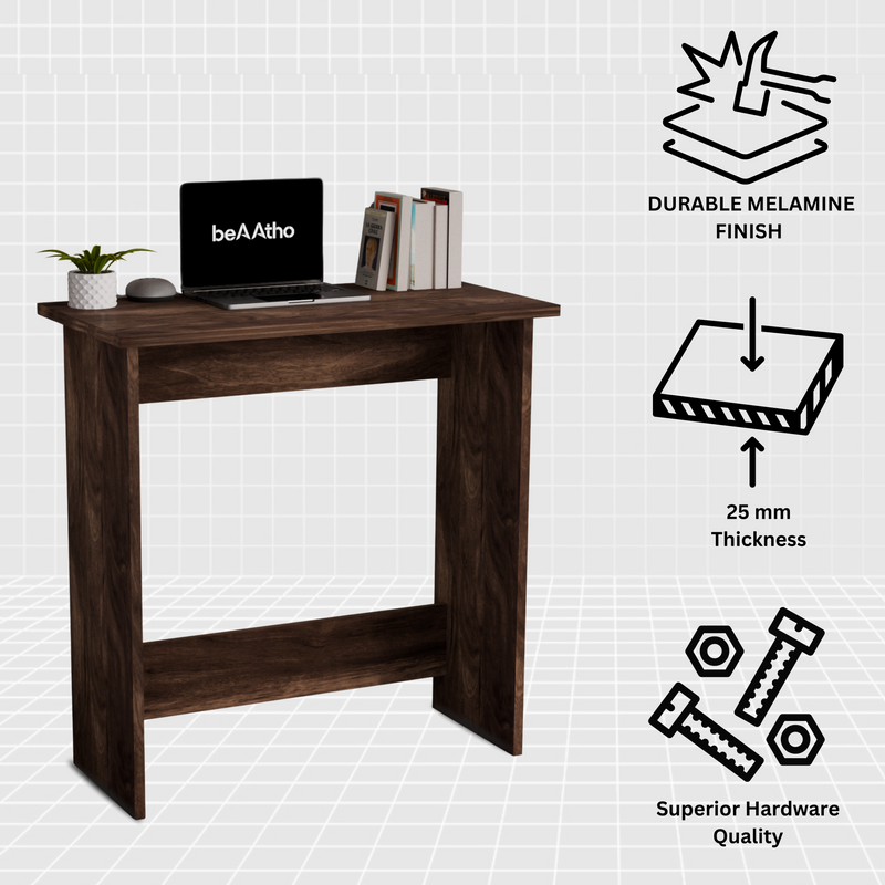 beAAtho Apex Desk for Home Office & Study | Multipurpose Engineered Wood Table with Spacious Top,Premium Finish, Sturdy Legs & Easy DIY Assembly (Brown)