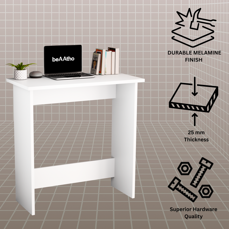 beAAtho Apex Desk for Home Office & Study | Multipurpose Engineered Wood Table with Spacious Top,Premium Finish, Sturdy Legs & Easy DIY Assembly (Brown)