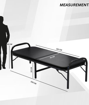 Metal Folding Single Bed with Fitted Double Layer Mattress for Sleeping | Guest Bed | Easily Storable Bed | Space Saving Single Bed | Sturdy Bed Frame (Double Layer Foam, 2.5ft x 6ft)