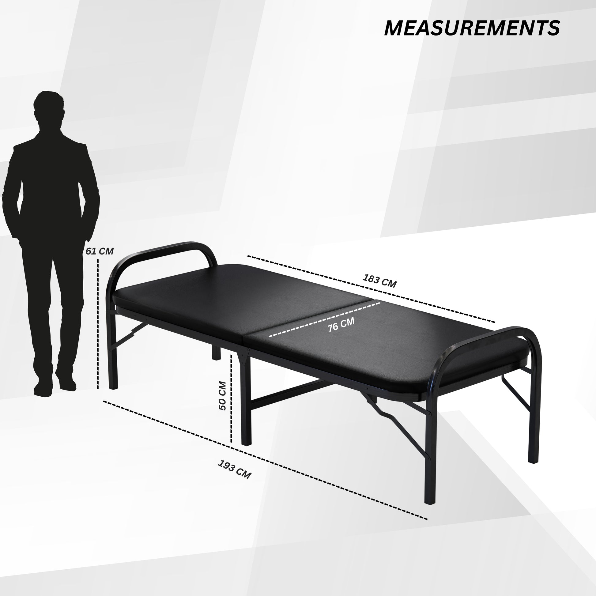 Metal Folding Single Bed with Fitted Double Layer Mattress for Sleeping | Guest Bed | Easily Storable Bed | Space Saving Single Bed | Sturdy Bed Frame (Double Layer Foam, 2.5ft x 6ft)