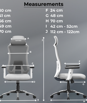 Denver Premium Design High-Back Ergonomic Office Mesh Chair with 3-Years Warranty – 2D Adjustable Headrest, Armrest & Lumbar Support, Metal Chrome Wheelbase-(DIY-Do It Yourself) (White- Grey)