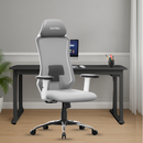 Denver Premium Design High-Back Ergonomic Office Mesh Chair with 3-Years Warranty – 2D Adjustable Headrest, Armrest & Lumbar Support, Metal Chrome Wheelbase-(DIY-Do It Yourself) (White- Grey)