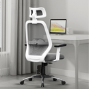 Vertex High-Back Ergonomic Office Mesh Chair 3-Years Warranty – 2D Adjustable Headrest, Armrest & Lumbar Support, Heavy-Duty Metal Chrome Wheelbase-(DIY-Do It Yourself) White-Grey