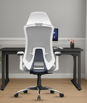 Denver Premium Design High-Back Ergonomic Office Mesh Chair with 3-Years Warranty – 2D Adjustable Headrest, Armrest & Lumbar Support, Metal Chrome Wheelbase-(DIY-Do It Yourself) (White- Grey)