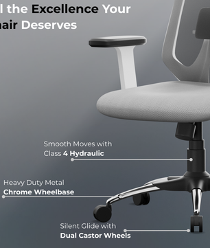 Denver Premium Design High-Back Ergonomic Office Mesh Chair with 3-Years Warranty – 2D Adjustable Headrest, Armrest & Lumbar Support, Metal Chrome Wheelbase-(DIY-Do It Yourself) (White- Grey)