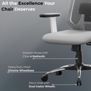 Denver Premium Design High-Back Ergonomic Office Mesh Chair with 3-Years Warranty – 2D Adjustable Headrest, Armrest & Lumbar Support, Metal Chrome Wheelbase-(DIY-Do It Yourself) (White- Grey)