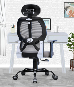 Leo Ergonomically Adjustable Executive High Back Mesh Home & Office Revolving Chair with 3 Years Warranty