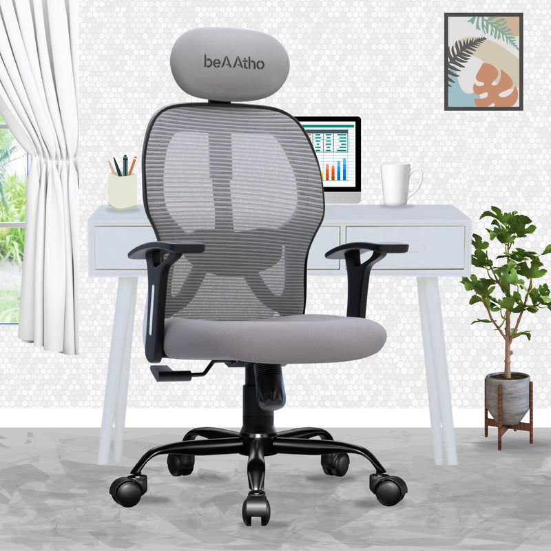 beAAtho® Leo Ergonomically Adjustable Executive High Back Mesh Home & Office Revolving Chair with 3 Years Warranty