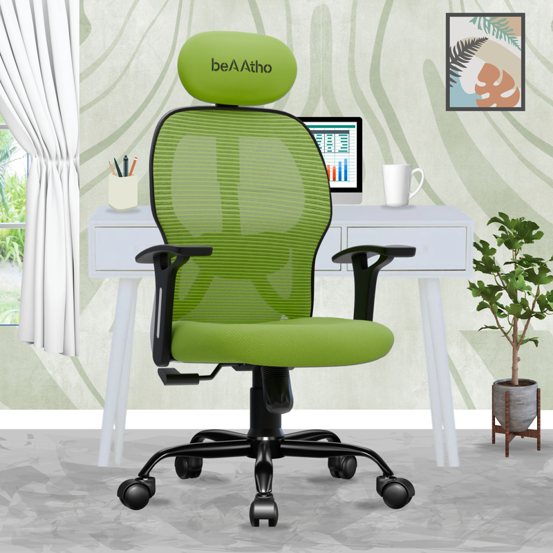 beAAtho® Leo Ergonomically Adjustable Executive High Back Mesh Home & Office Revolving Chair with 3 Years Warranty