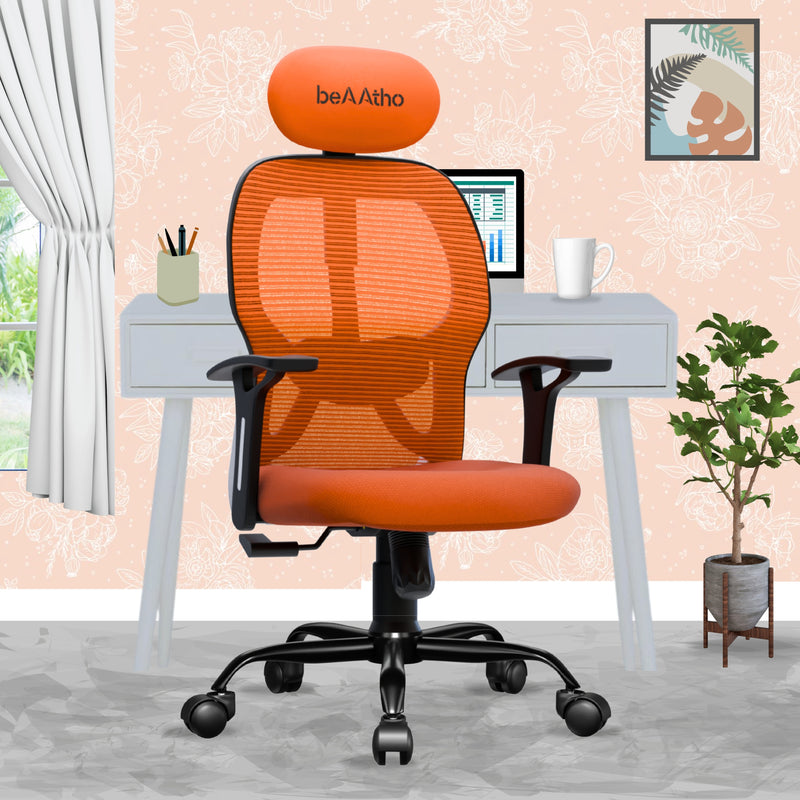 beAAtho® Leo Ergonomically Adjustable Executive High Back Mesh Home & Office Revolving Chair with 3 Years Warranty