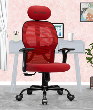 Leo Ergonomically Adjustable Executive High Back Mesh Home & Office Revolving Chair with 3 Years Warranty