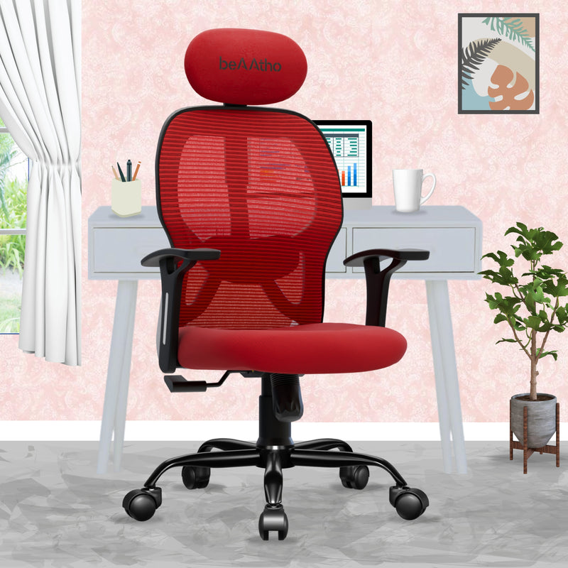 beAAtho® Leo Ergonomically Adjustable Executive High Back Mesh Home & Office Revolving Chair with 3 Years Warranty