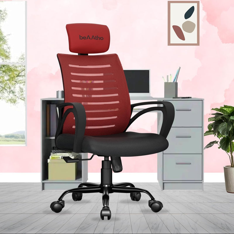 beAAtho® Verona Mid Back | 3-Year Limited Warranty | Sturdy Nylon base Mesh Revolving Office Chair