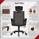 beAAtho Verona Mesh Chair | 3-Year Limited Warranty | Sturdy Nylon base Mesh Revolving Office Chair